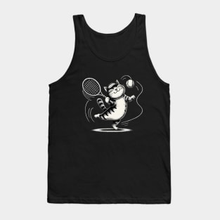 funny tennis cat dance with tennis ball Tank Top